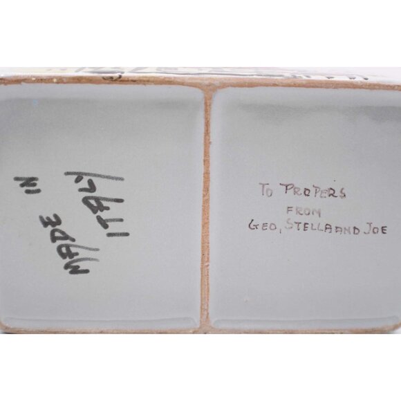 Italian Pottery Ceramic Trinket Box Village Scene Lid Gray Purple Signed Vintage - Picture 10 of 13